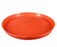 Berys Grand Plateau Rond pour Poussins, Nouveau Matériau PP, Outil d'Alimentation pour Poulets avec Points Antidérapants Rouge/Blanc, Facile à Utiliser