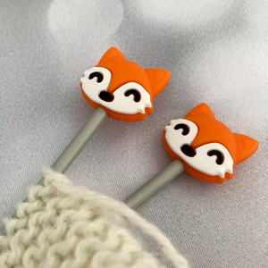 Aguja de tejer recta con cabeza obstruida Lamb Fox, aguja anti-desprendimiento, linda tapa de aguja <span class=keywords><strong>para</strong></span> suéter con cabeza obstruida - Product Image 1