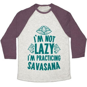 Non sono pigro, sto facendo pratica di Savasana, maglietta da baseball unisex in tessuto misto - Product Image 2