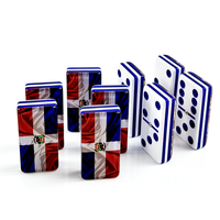 Jeu de dominos en acrylique personnalisé avec drapeau de la République dominicaine, double 9, 55 pièces, multicouche, 55x28x14mm, jeu de société familial en vrac