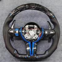Volant personnalisé M Sport demi-cuir LED en carbone forgé pourBMW F10 F20 F30 F32 F36 M3 F80 M4 F82 M2 F87 X3 F25 F26 E90 E92
