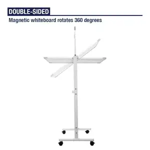 KBW Office Portable Easel Large Height Adjust 360 Rolling Double Sided Dry Erase Board Magnetic Mobile Whiteboard With Stand