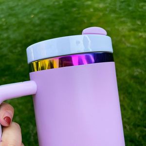 12 Pack Custom logo <b>Light</b> pink <b>rainbow</b> Plated Powder Coated H2.0 40oz Double Walled Stainless Steel Travel Tumbler - Product Image 4
