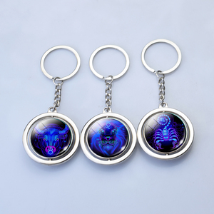 Llavero de Metal con Cristal Giratorio de Alta Calidad con Diseño de los 12 Signos <span class=keywords><strong>del</strong></span> Zodiaco en Cúpula de Cristal - Product Image 3