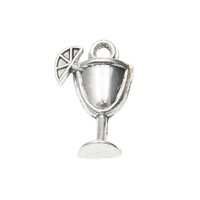 Pendentif en alliage de zinc en forme de coupe de verre à cocktail et de tranche de citron, finition argent antique et bronze, pour bracelet de cheville pour soirée entre filles