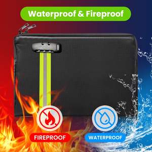 Feuerfeste und wasserdichte Dokumenten- und Geldtasche mit Reißverschluss und Schloss für Bargeld, Mobiltelefone, Schlüssel und Kreditkarten - Product Image 4