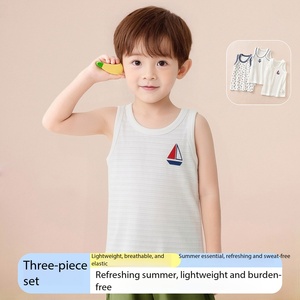 Confezione da 3 <span class=keywords><strong>Canottiere</strong></span> in Cotone per Bambini con Stampa Ancora e Barca a Vela, <span class=keywords><strong>Canottiere</strong></span> Casual Senza Maniche per Ragazzi, Gilet per Neonati - Product Image 2