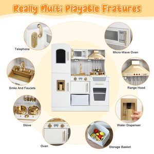 Gerçekçi işık ve ses çocuklar yürümeye başlayan ahşap oyun için pişirme seti Pretend mutfak oyuncak çocuk Boys & Girls için - Product Image 6