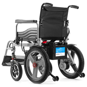 Silla de ruedas de viaje portátil plegable de acero ultraligero barata de alta calidad, silla de ruedas eléctrica todoterreno para discapacitados - Product Image 3