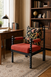 Fauteuil en bois massif antique de fabrication ISO 9001 avec coussin capitonné pour salon, chambre à coucher et salle de séjour - Product Image 2