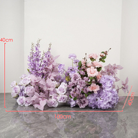 Chemin de Table Long à Fleurs Mauves Centres de Table Floraux pour Décoration de Mariage Arrangement Floral Artificiel en Soie Vente en Gros