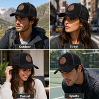 Casquette de camionneur personnalisée, face en daim, dos en maille, patch en cuir, fermeture snapback réglable, 7 couleurs, décontractée pour l'extérieur, OEM, vente en gros, faible MOQ