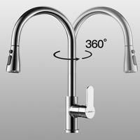 Robinet de cuisine moderne en laiton ARROW, monocommande, monotrou, avec douchette extractible, cartouche céramique et bec économiseur d'eau