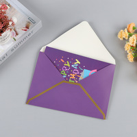 Carte de vœux d'anniversaire pop-up colorée, écologique et recyclable, avec lettres Joyeux Anniversaire, ballons cadeaux et bordure dorée assortie
