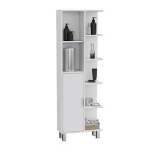 DB Mott 63 "H Armoire de salle de bain en lin avec sept étagères ouvertes, un tiroir et quatre pieds blanc - Product Image 5