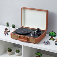 Tourne-disque portable rétro 3 vitesses avec haut-parleurs stéréo intégrés, lecteur de disques vinyles