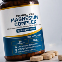 Magnesium Complex 2000mg Tablet Vegan 4 1.400mg Suplemen Makanan Fungsional Otot Elemental Buatan Cina untuk Pria Wanita Harga Pabrik