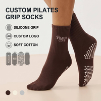 Chaussettes de Pilates personnalisées antidérapantes en coton côtelé avec points en silicone pour le yoga, le studio et l'entraînement de barre