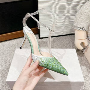 Zapatos de Tacón Alto Puntiagudos con Cristales y Diamantes para Mujer, Verano 2026, Sandalias con Cadena de Pedrería para Cena o Boda - Product Image 4