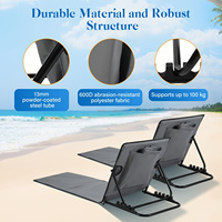 Chaise de plage CE avec dossier, pliable, légère, tapis de plage inclinable, siège de relaxation rembourré portable avec sangle de transport et poche zippée