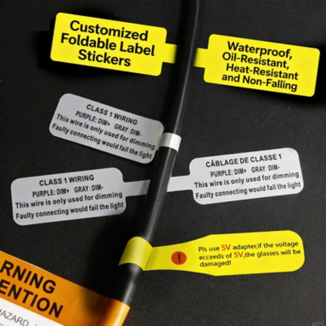 Custom PVC Cable Network Labels Adhesive Stickers for Data Cable Management Eco-Friendly Durable Classification Power Line