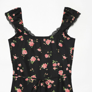 Vestidos Midi de Verano Boho Casual Vintage con Estampado Floral y Cuello en V para Mujer, Personalizados 2026, con Ribete de Encaje, OEM/ODM por Fábrica China - Product Image 3