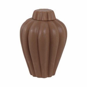 Vaso Scultoreo in Ceramica Scanalata con Coperchio per Arredamento Casa, Soggiorno, Camera da Letto, Ufficio - Product Image 3