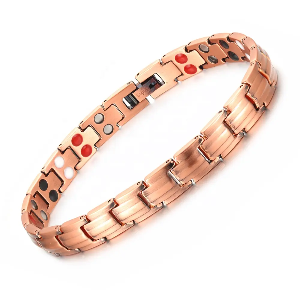 Biomagnético pulseira feminina de cristal, de cobre, artrite, pulseira magnética modificável