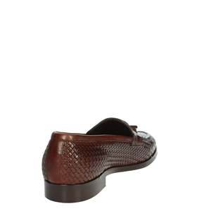 Mocassins pour homme en cuir tressé marron à pampilles, chaussures habillées à enfiler - Product Image 3