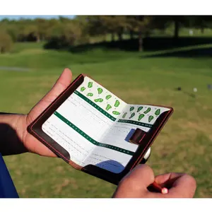 מותאם אישית לוגו גולף כרטיס ניקוד בעל עור ממדי מגרשים ספר כיסוי כיס ציון כרטיס כיסוי עם מחזיק עיפרון