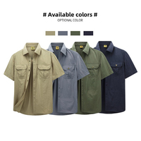 Chemise d'été décontractée 100 % nylon pour homme à manches courtes, col rabattu, fermeture boutonnée simple avec poches poitrine