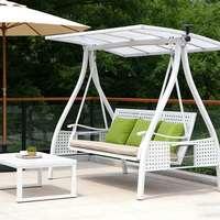 Ensemble de mobilier de jardin moderne en métal avec coussin imperméable 3 places pour terrasse, cour, école, hôtel et parc