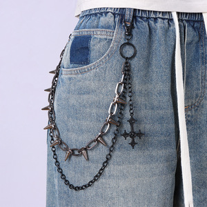Chaîne de taille punk en métal clouté Yueli, en alliage de zinc, double anneau, pour soirée, chaîne de corps tendance - Product Image 1
