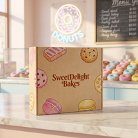 Boîtes à donuts personnalisées AT PACK, boîtes en carton ondulé, emballage alimentaire pour en-cas, biscuits, gâteaux, à emporter, laminage, revêtement UV