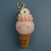 Pendentif porte-clés en crochet fait main, motif crème glacée, style Kawaii, objet décoratif mignon