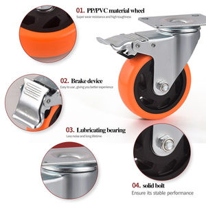 Zentral verriegelung Hochleistungs-Lenk rollen Industrielle <span class=keywords><strong>4</strong></span>-Zoll-Coster-Räder rueda giratoria Wagenräder - Product Image 2