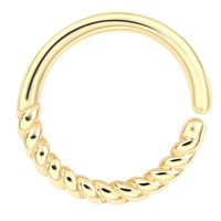 Bijou en Or Massif 14K avec Zircon, Anneau Sans Soudure en Forme de Corde Torsadée pour Oreille, Nez, Nombril, Lèvre, Cadeau de Mariage pour Enfants