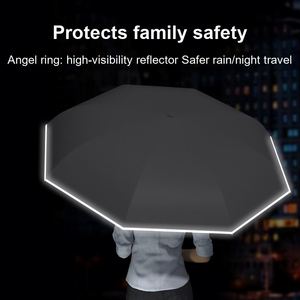 8 Ribs Double Layer Reverse C Handle Hands Free Reflective Strip Safety 120cm <b>Large</b> Canopy <b>Umbrella</b> for Commuters Travel - Product Image 4