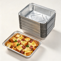 Conteneur alimentaire rectangulaire en aluminium épais de grande capacité 1800 ml, boîte repas pour barbecue, fêtes, préparation de repas à domicile, logo personnalisé