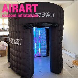 LED Lighting <strong>Inflatable</strong> Black Printing logo Cylinder Shape Photo Booth - Product Image 3