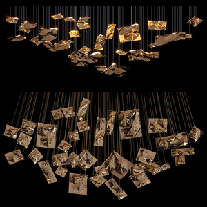 Lustre LED suspendu AMJ, design à paillettes de verre carrées, température de couleur multiple, tension universelle, durée de vie de <span class=keywords><strong>50</strong></span> 000 heures, hôtel, hall, villa - Product Image 3