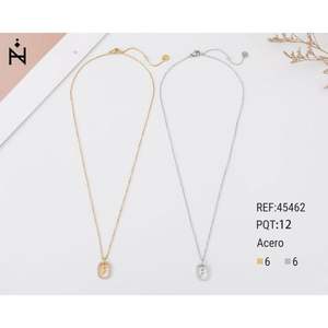 Collier pendentif lettre Z en acier inoxydable avec diamants, ton or et argent, bijoux de mode unisexe, cadeau tendance, breloque lettre - Product Image 1