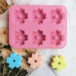 Moule en silicone en forme de fleurs 6 cavités <span class=keywords><strong>Sakura</strong></span> plateau de cuisson moule à biscuits Mousse chocolat glace savon gelée Dessert bonbons pâtisserie bricolage - Product Image 2