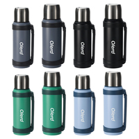 Teteras de viaje, botella de agua de acero inoxidable con aislamiento de doble pared con asa plegable y tapa de vaso, sin BPA, a prueba de fugas