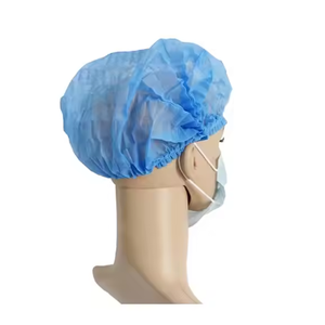 Gorro desechable médico tipo bouffant, no tejido, para uso quirúrgico, azul, talla única. - Product Image 1