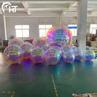 Décoration d'événement géante PVC Discothèque Ballon gonflable Disco Party Mariage Or Argent Sphère flottante Boule à miroir gonflable