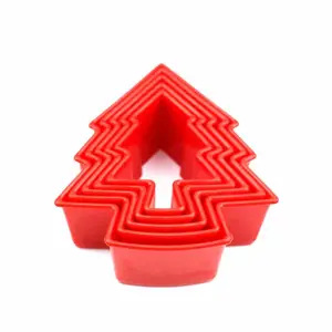 Practical PP material 5pcs steel cookie cutter Christmas tree shaped top cookie cutter