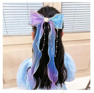 Presilha de Cabelo Personalizada para Meninas com Laço Arco-Íris, Flor e Borla, Tiara Fofa de Princesa para Tranças, Rabo de Cavalo, Fita e Acessórios de Cabelo - Product Image 4