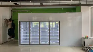 Andar de exibição no vidro refrigerador sala fria com porta de vidro