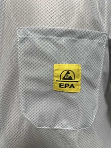 Fabrika Güvenlik Kıyafetleri Çalışma <span class=keywords><strong>ESD</strong></span> Polyester Önlük İletken Elyaf Elmas Örgülü Unisex Yetişkin Temiz Oda Ceketi - Product Image 6